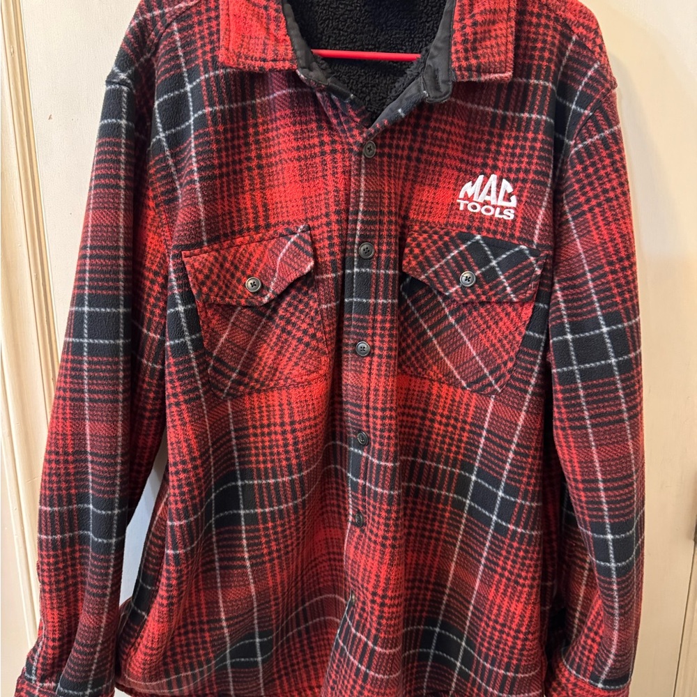 MAC Tools mens Red and Black fleece Plaid Jacket size XL